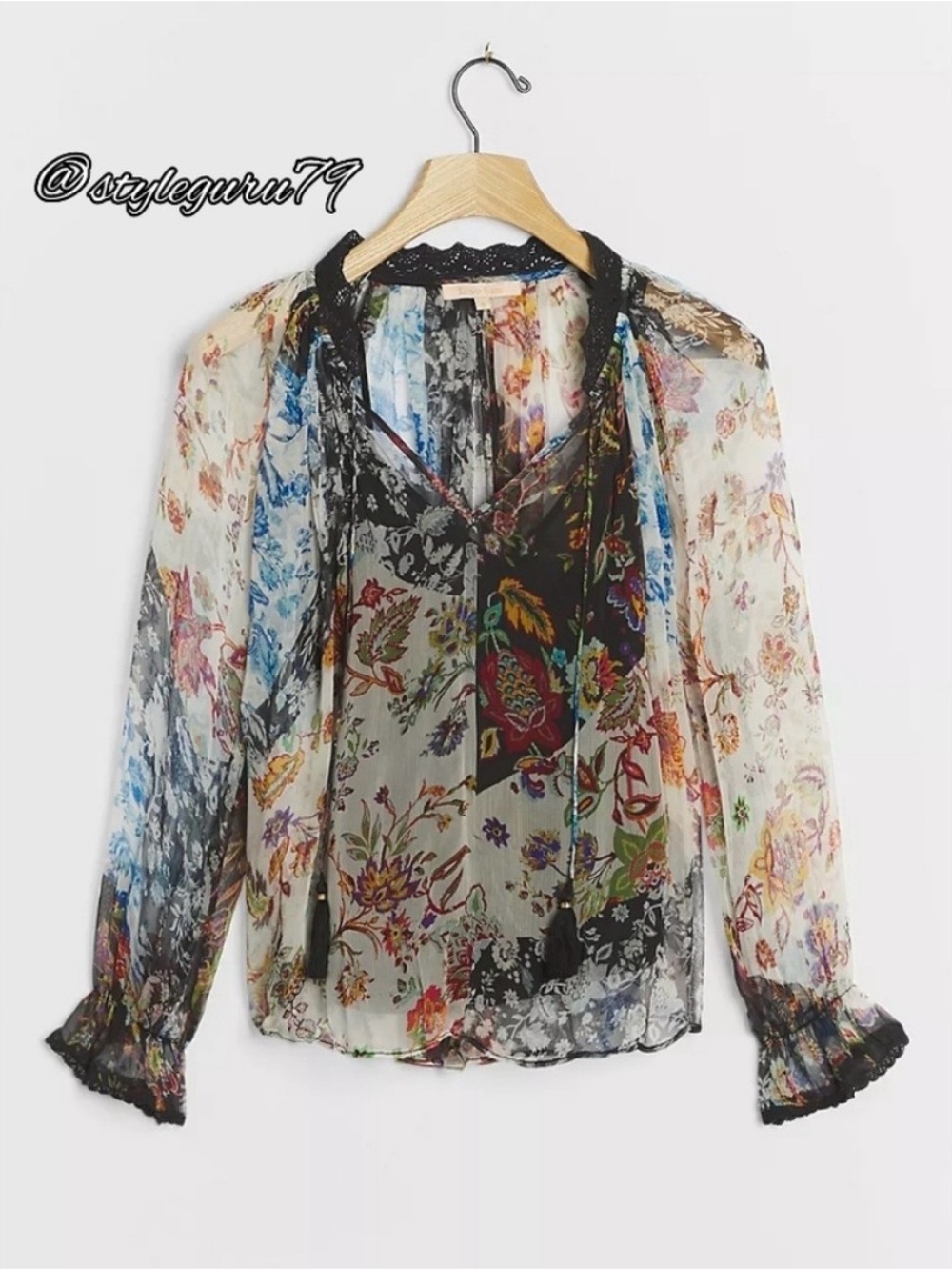 Love The Label Anthropologie Annora Boho Ruffle Blouse S NWT